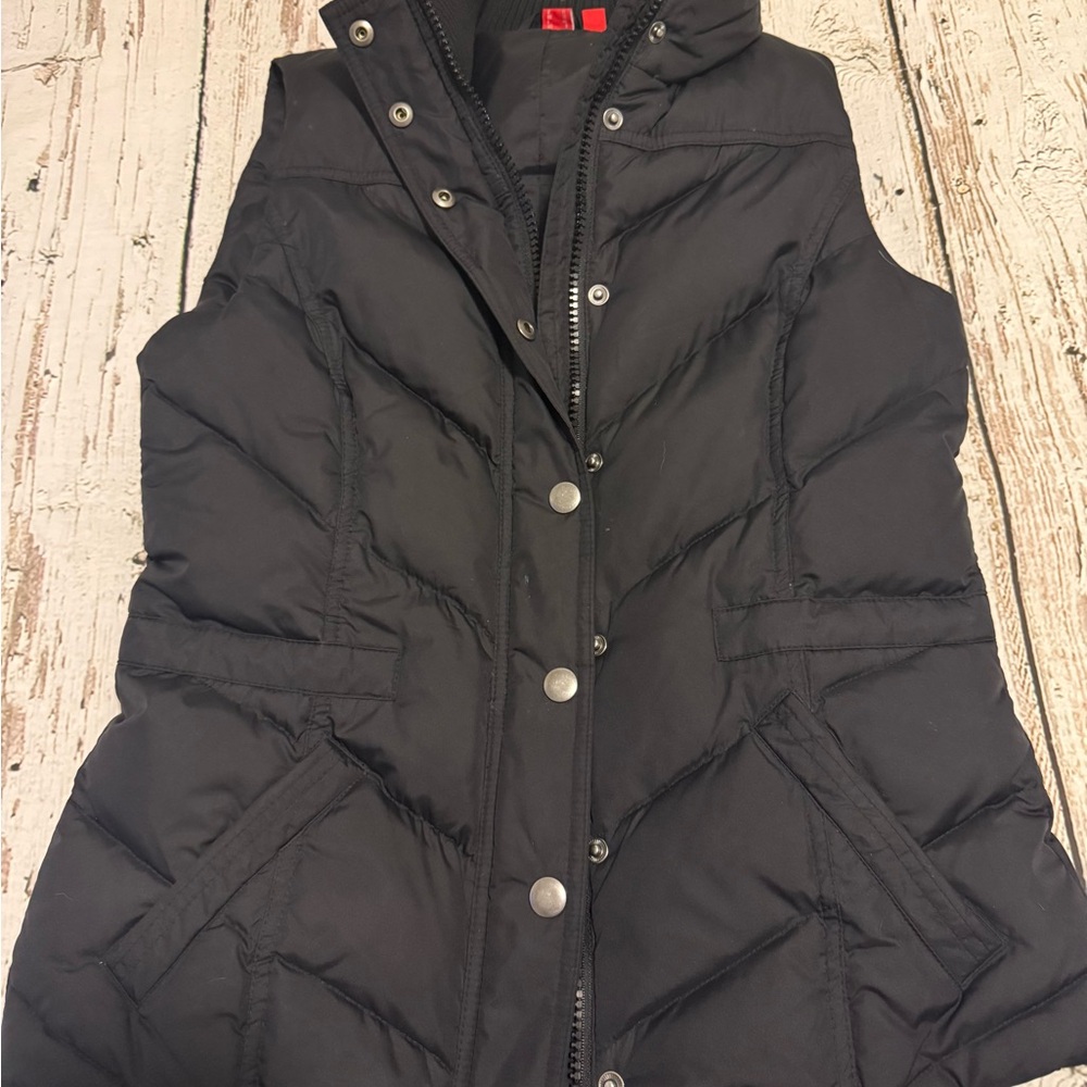 Esprit Silver Quilted Puffer Vest with High Collar